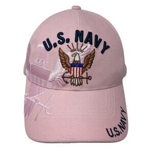 U.S. Navy Eagle Strapback Baseball Cap Pink OS Adjustable Embroidered Caps Club